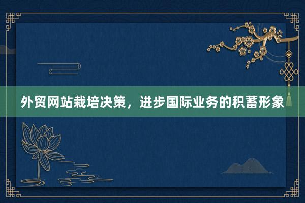 外贸网站栽培决策，进步国际业务的积蓄形象